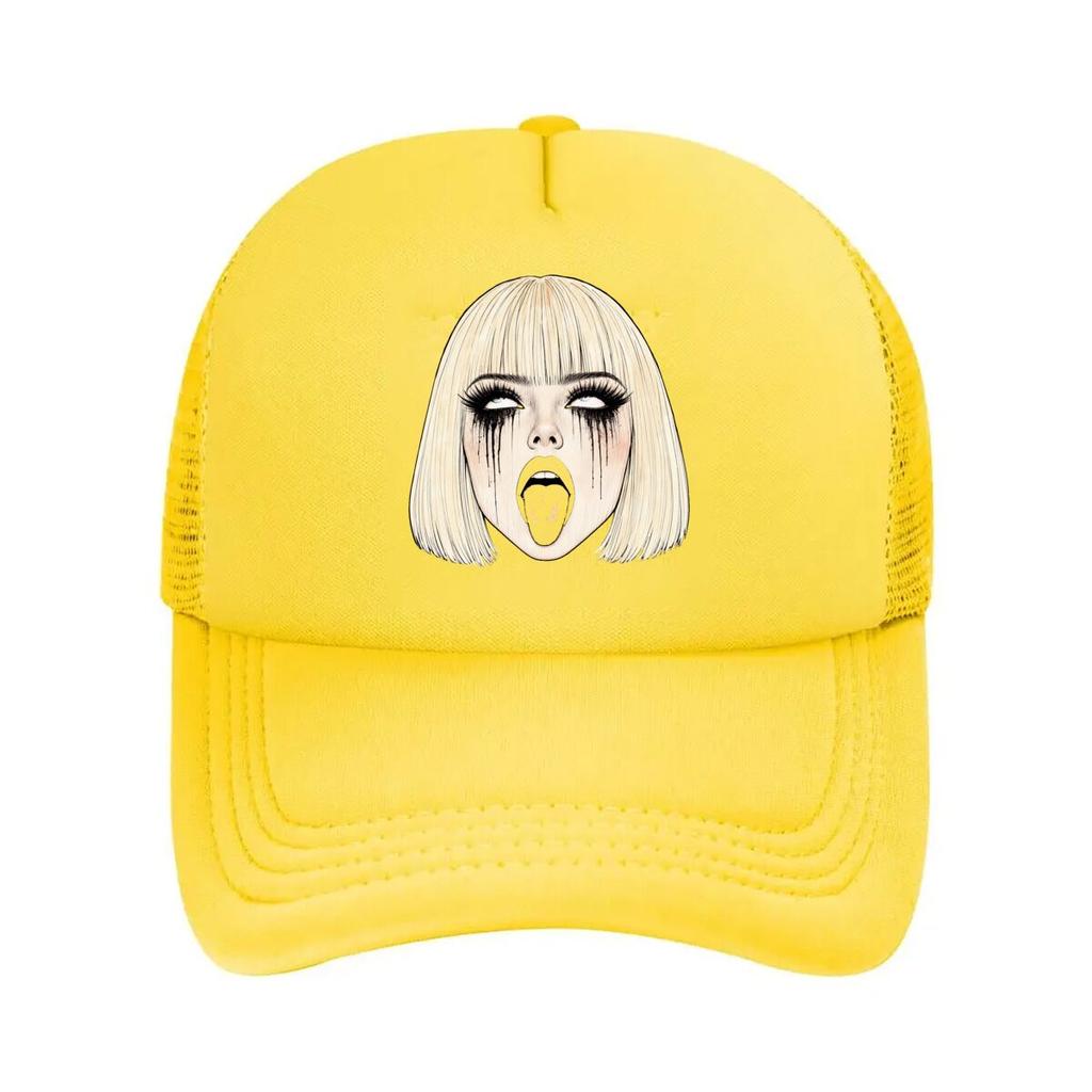 Blonde Pop Art Tongue Out Portrait Mesh Baseball Cap For Womens Unisex FeUnisex Beach Dad Hat Hip Hop
