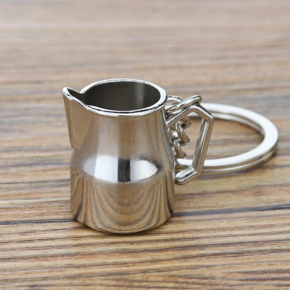 Kreativer 3D Kaffee Schlüsselanhänger Metall Mini Größe Moka Kanne Schlüsselanhänger Barista Schlüsselanhänger Kaffee Liebhaber
