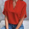 Women's V Neck Short Sleeve Loose Blouse Casual Summer Top