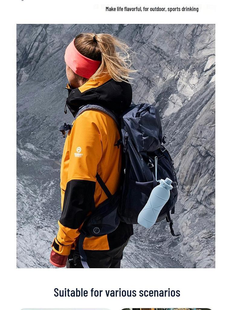 Thickened Silicone Collapsible Water Bottle for Outdoor Sports, Portable, Foldable, and Retractable Design