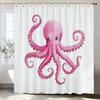 1Pc Octopus Shower Curtain Beach Blue Octopus Design Bathroom Decorative Printed Polyester Bath Curtain With Hooks