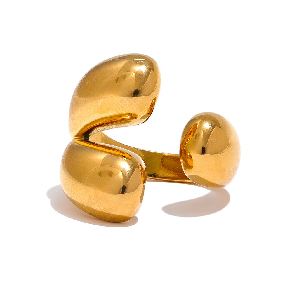 

Yhpup Distinctive Unique Metal Geometric Golden Ring Chic Stainless Steel Charm Stylish High Quality Jewelry Bijoux New