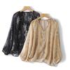 Camicia da Donna Estiva in Cotone a Manica Lunga Top Largo Casual Versatile Giacca Camicia Protezione Solare