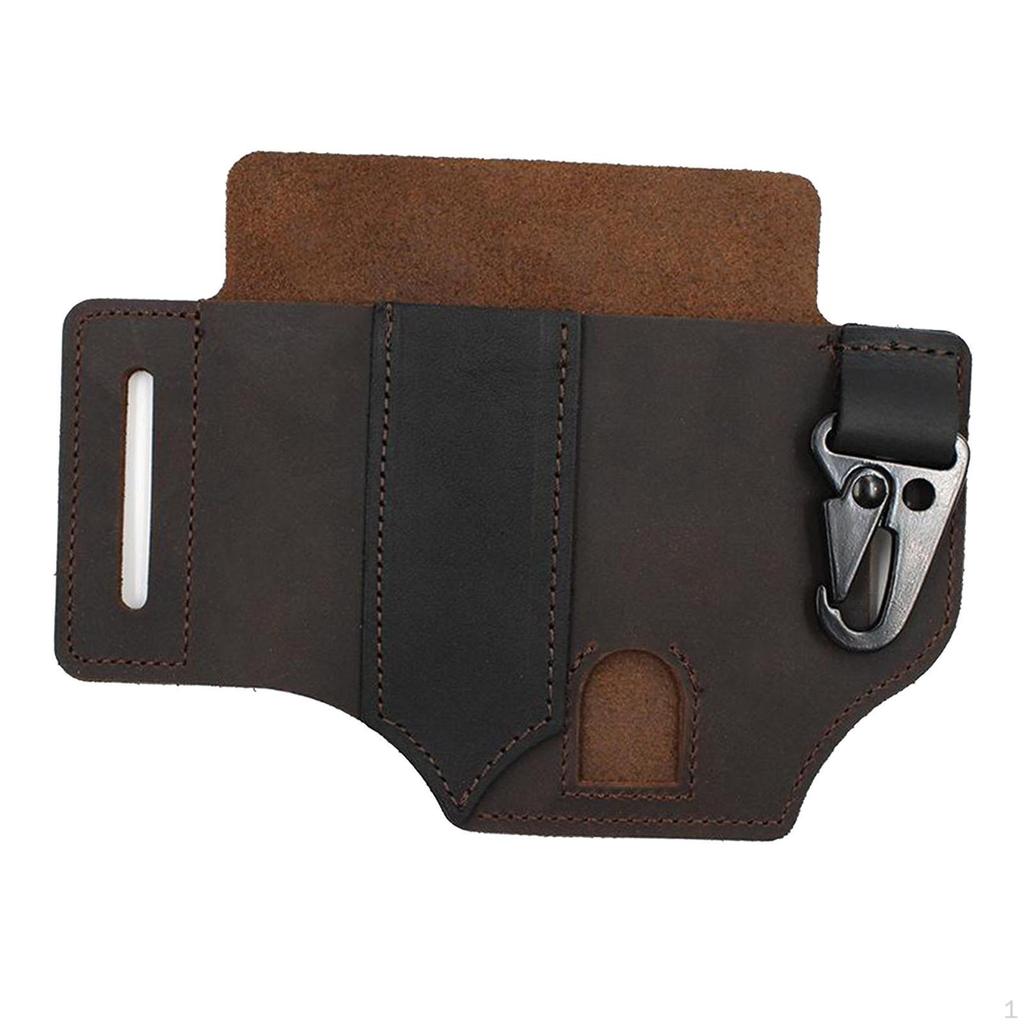 Leather Sheath Storage Pouch Belt Waist Bag for Outdoor Camping