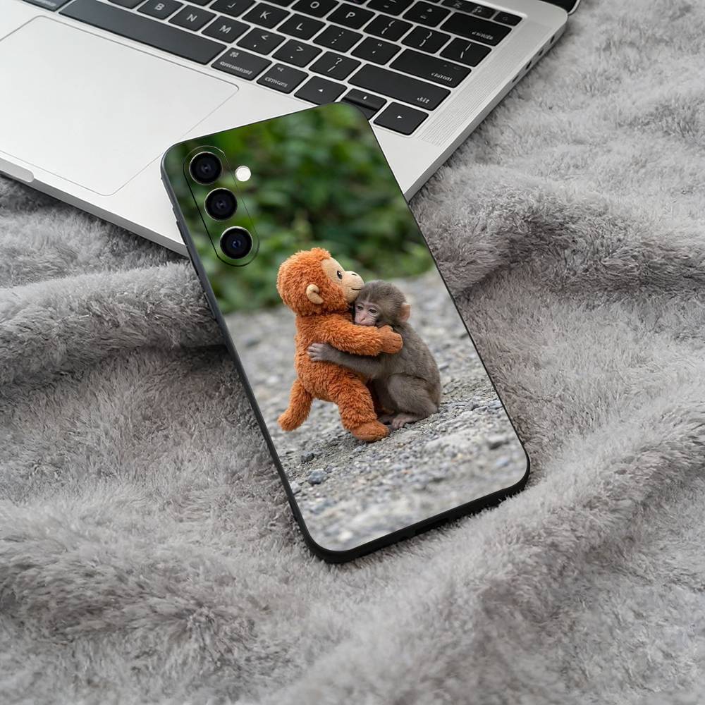 

C-Cute Funny Monkey Phone Case For Samsung Galaxy A73,A71 A72,A70,A53,A52,A51,Soft Silicone Black Cover Samsung a30 a20