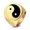 Anel Tai Chi Yin Yang Bagua de Aço Inoxidável 22MM Gravado a Laser Guochao para Homens