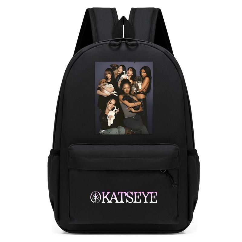 60123-3 Black Pink KATSEYE Printed Backpack Student School Waterproof Small Bag