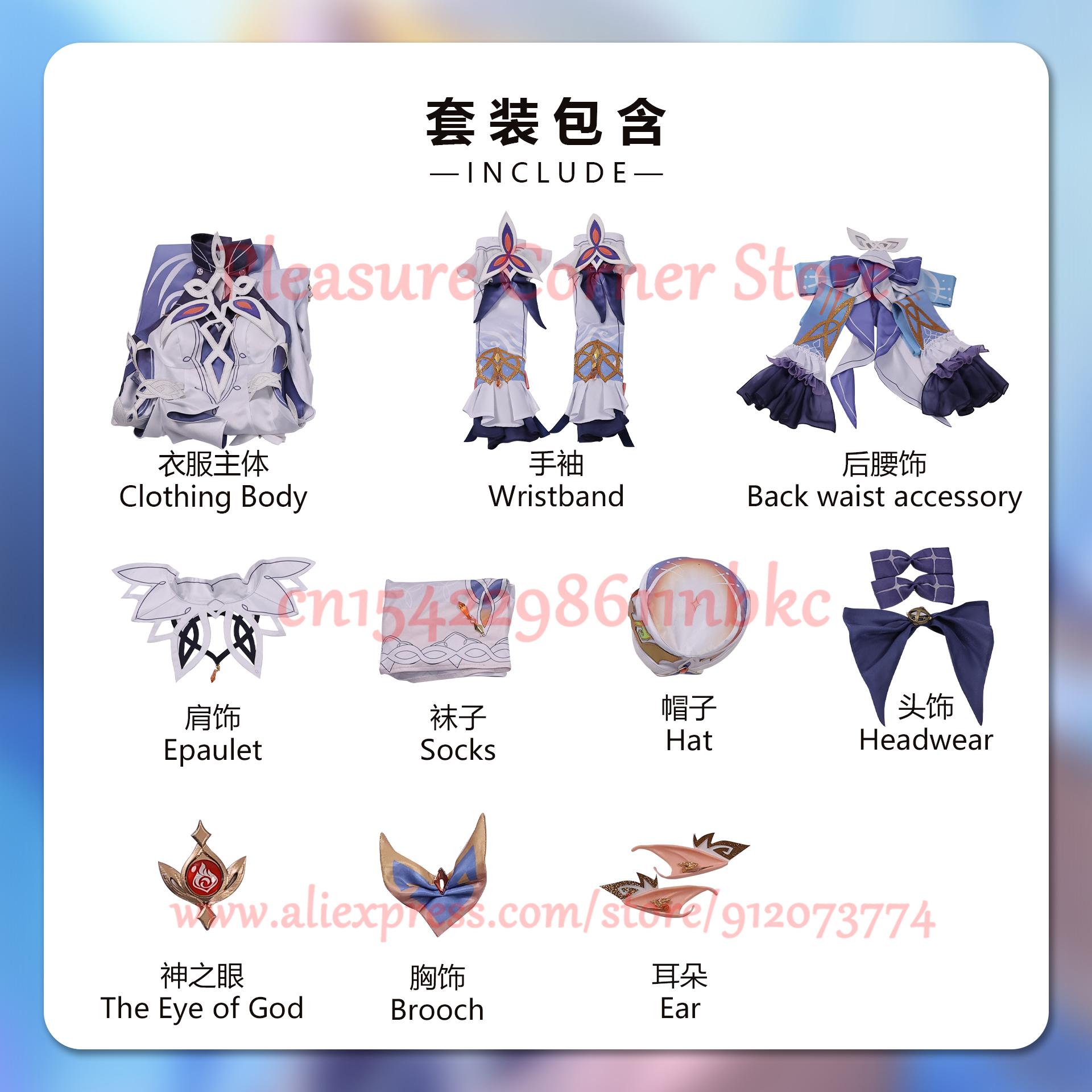 Jeu Genshin Impact Nouvelle Arrivée Nicole Reeyn Costume de Cosplay Ensemble Complet Uniforme Tenue Costume de Cosplay Nicole Reeyn Accessoires XL white