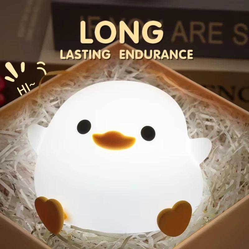 Silicone LED Bedside Night Light  DoDo Duck Cute Duck Dimmable Table Lamp Baby Bedrooms Decoration Rechargeable Night Lamps