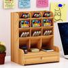 1pc A/B/C/D style Wooden Desk Organiser DIY pen container, Multiple grids Large Capacity Stationery Storage Pen Holder for Home,Office,School.