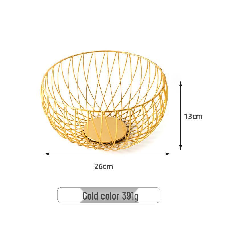 Modern Simple Iron Art Fruit Basket - Creative Hollow Design for Home Living Room Storage