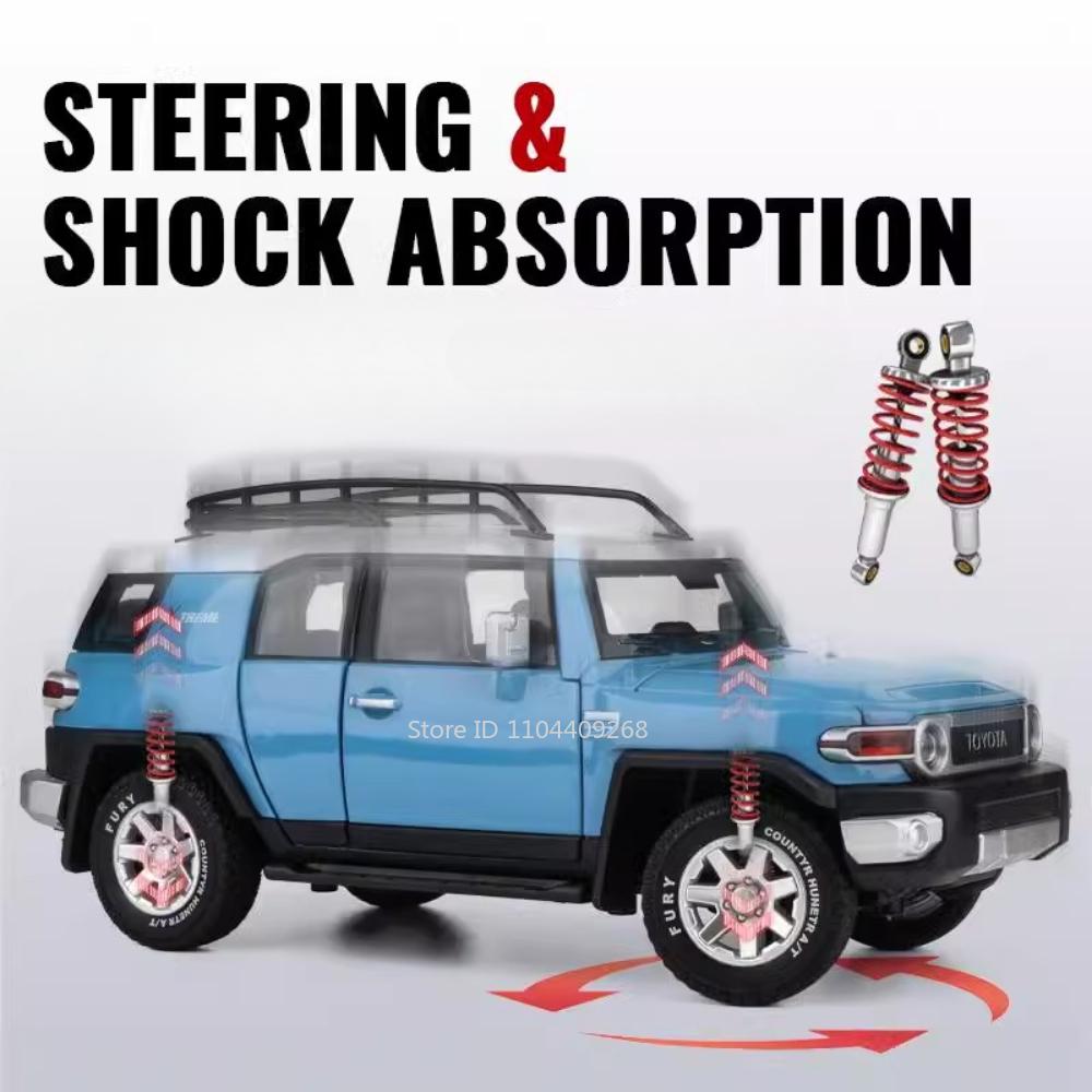 1:24 Scale FJ Cruiser Car Model Toy Metal Diecast SUV Sound Light Rubber Tires Off-road Vehicle Models Simulation Boys Gifts