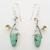 Ethnic Silver Color Metal Geometrically Alien Imitation Turquoise Dangle Earrings for Women Jewelry