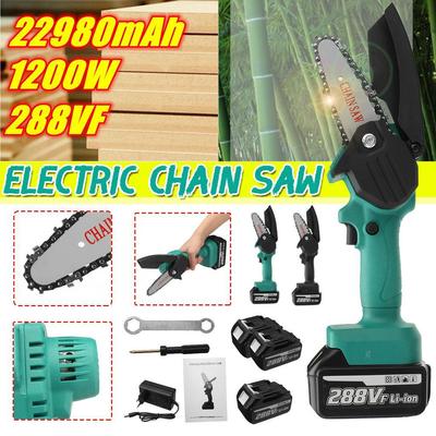 1200W Mini Elektrikli Zincirli Testere Lityum Pil 288V Budama Tek elle Bahçe Aracı Zincirli Testereler Şarj Edilebilir Ağaç İşleme Aleti