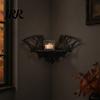 Small Floating Rack Halloween Bat Corner Shelf, Decorative Wooden Wall Mount Display Unique Storage Spiderweb Design Gothic for Home, Bedroom, Kitchen