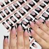 120 Pieces Glossy Black Duck Press On Nails Nude Medium French Tip Nails  For Nail Art