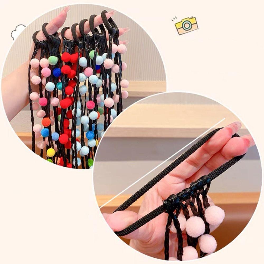 Rubber Bands Girls Colorful Ball Wigs Cute Wigs Ponytail Headbands  Birthday Gifts