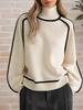 Herbst Winter Rollkragen Gestreifter Strickpullover Damen Lockerer Pullover