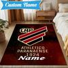 Custom Name Black Stripes Athletico Crest Rug Game Carpet, Floor Mat for Bedroom Living Room Entryway Rug, Home Decor Gift for Christmas Birthday