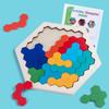 Sechseckiges Holzpuzzle für Kinder und Erwachsene, Block-Tangram-Denkspiel, Geometrie-Logik-Spiel, IQ-Spiel, Montessori-Lerngeschenk