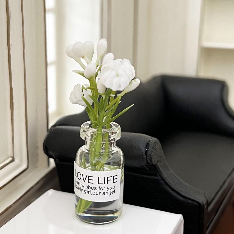 

1:12 Миниатюрная ваза для кукольного домика, цветочная композиция, бутылка, гидропонные растения, декор для дома и сада, аксессуары для кукольного домика