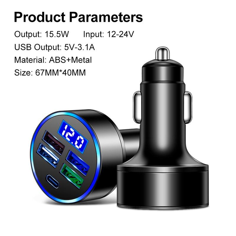 5 Ports 150W Car Charger Fast Charging PD QC3.0 USB C Car Phone Charger Type C Adapte