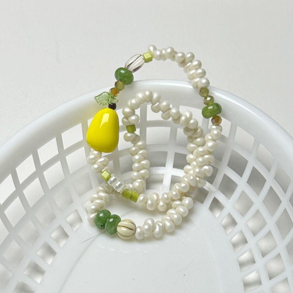 2pcs/set Sweet Pear Bead Bracelet Exquisite Bohemia Hand Chain Fruit Stacked Bracelet Girls
