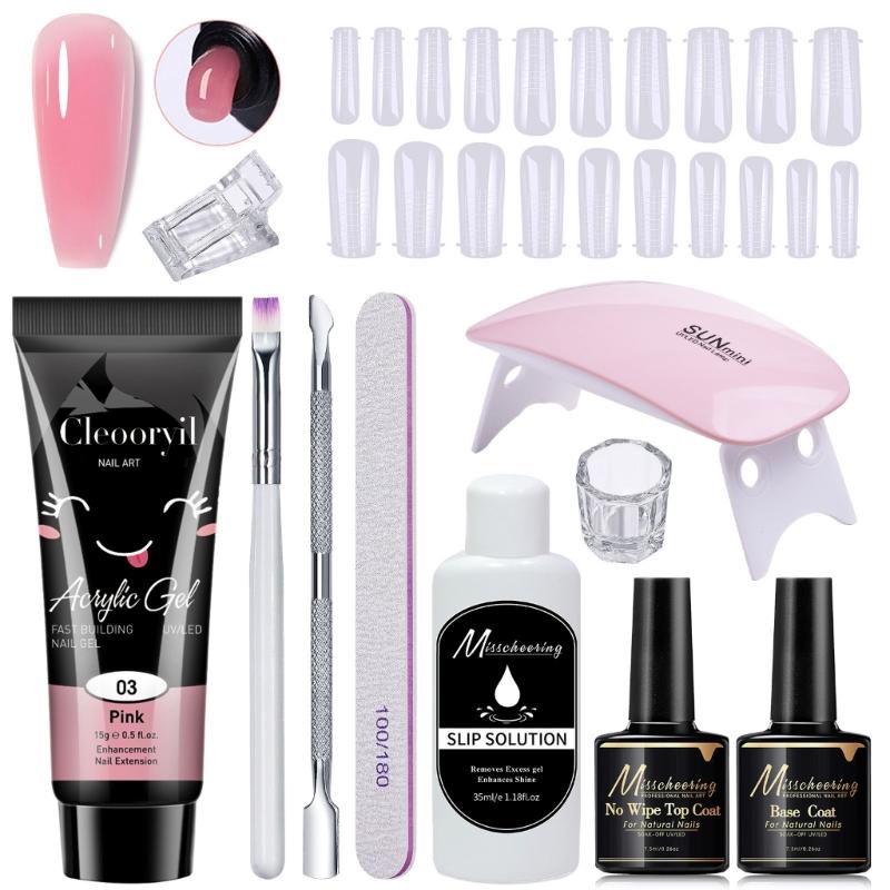 11Pcs Professional Nail Extension Kit With 15Ml ABS Gel For Long Lasting Manicure