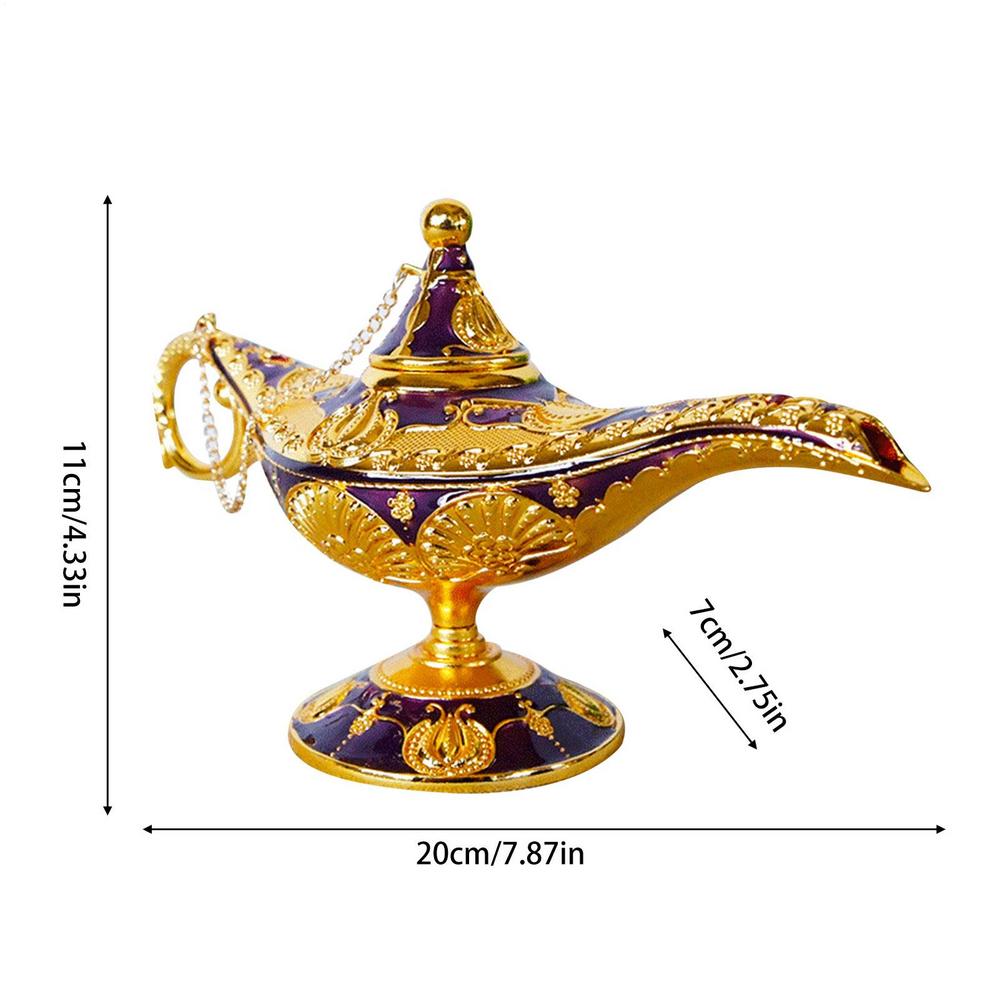 Legendary Aladdin Lamp Vintage Aladdin Lamp Metal Crafts Classic Arabian Costume Props Tabletop Decor for Wedding Party