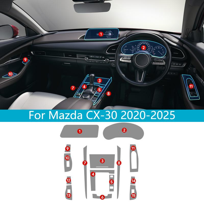 TPU Invisible Interior Protective Film For Mazda CX‑30 ‑2025 RHD Transmission Anti‑Scratch Interior Car Accessories