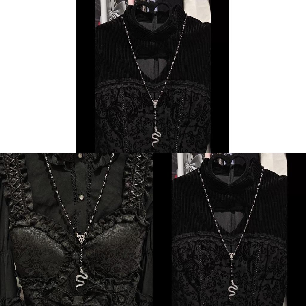 Gothic Punk Y2k Snake Pendant Necklace For Women With Alloy Chain Jewelry