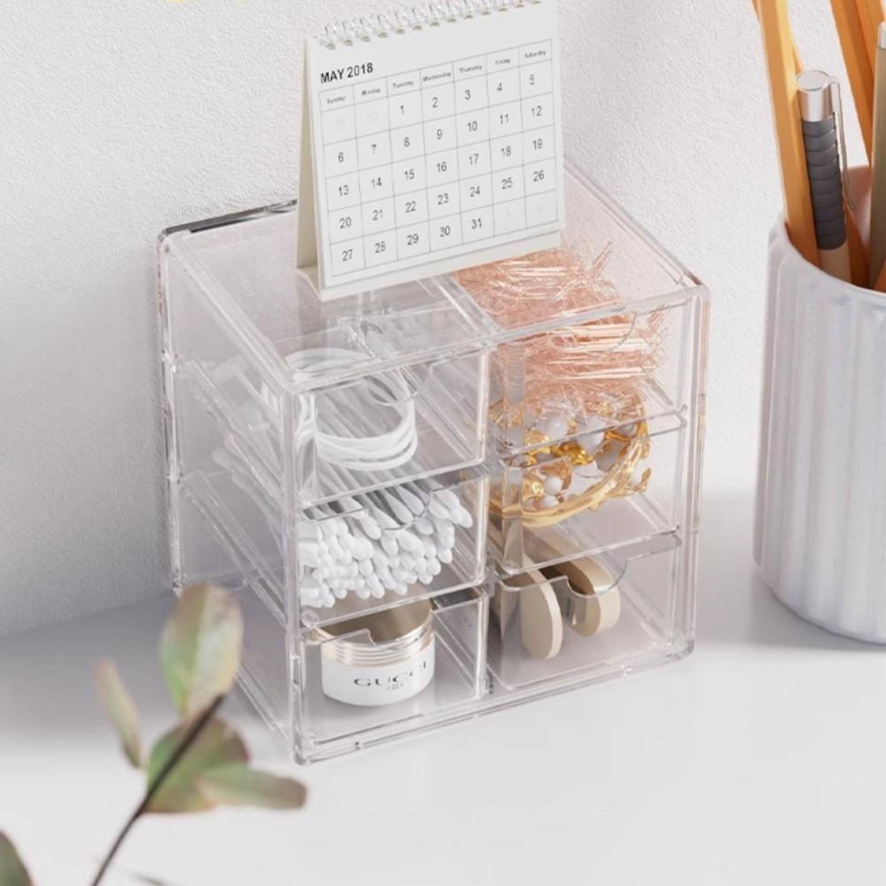 Transparent Acrylic Storage Box 6 Grid Storage Rack Multifunctional Jewelry Box  Student