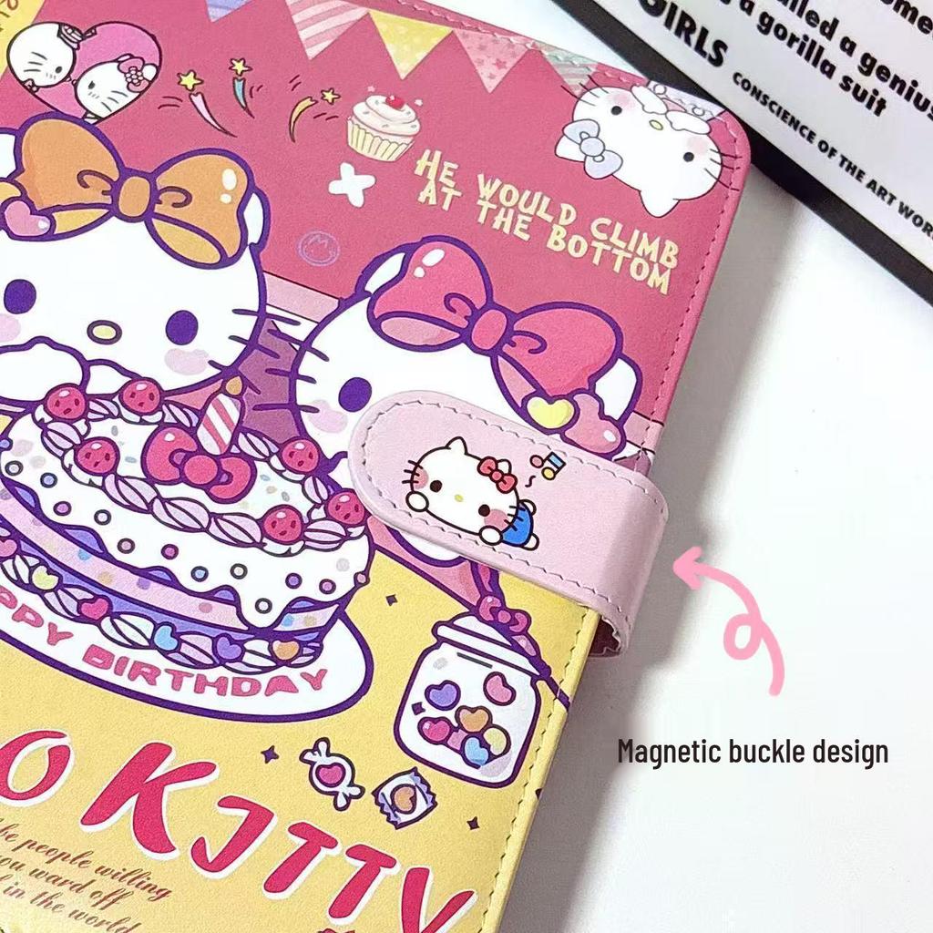 A5 PU Leather Magnetic Buckle Cute Cartoon Diary with Card Holder