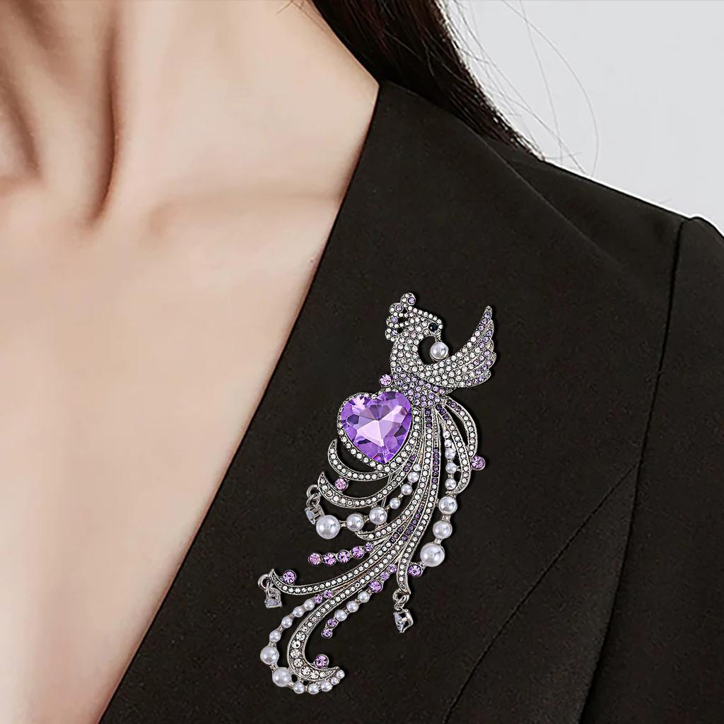 Elegant Classic Women Girls Crystal Peacock Shining Brooch Pin High-end Boutique Exquisite Banquet Party Badges Jewelry Gift