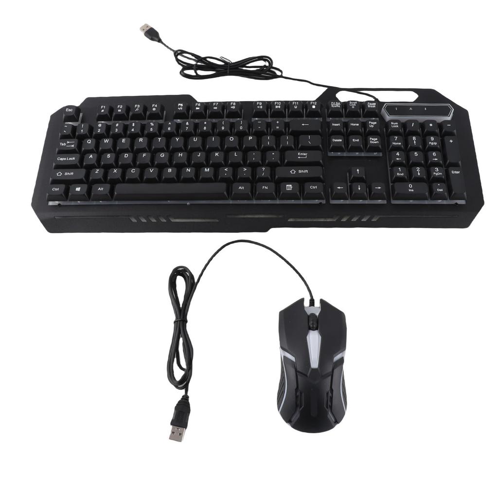 Wired Keyboard Mouse Combo 1200DPI RGB Light Ergonomic 104 Keys Aluminum Alloy Gaming Keyboard and Mouse Set for