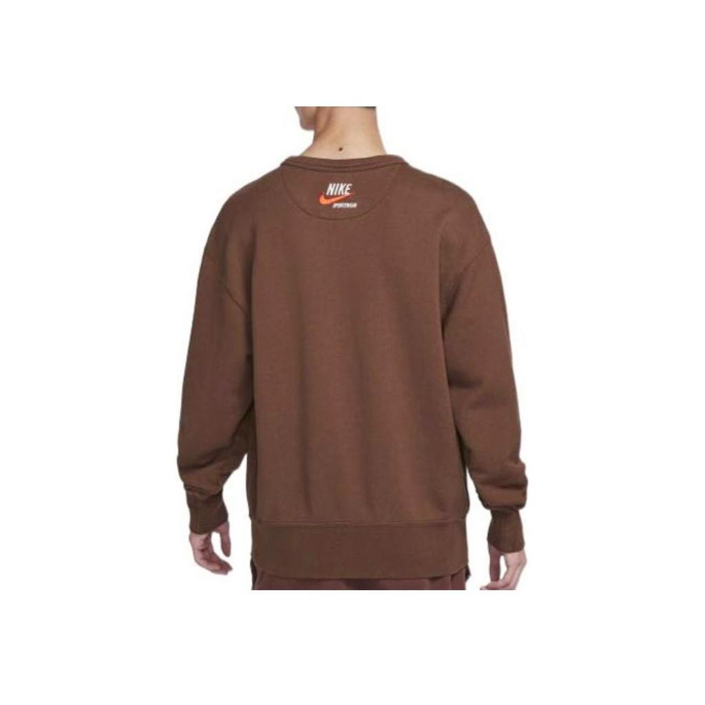 Nike Sportswear Trend Graphic Print Knit Crewneck Sweatshirt Men tops Brown DX0026-259
