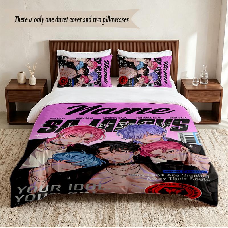 SAJA BOYS Personalized Custom Name 3‑Piece Bedding Set Soft Duvet Cover Set For Bedroom Home Decor