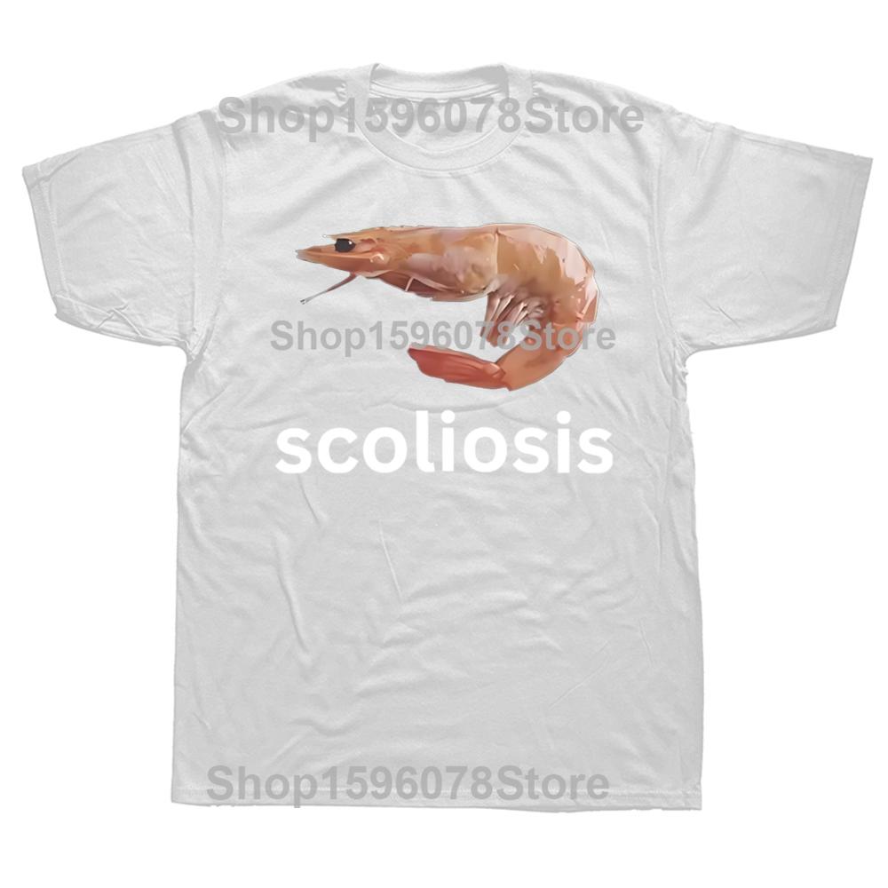2025 Scoliosis Funny Shrimp Meme Graphic T-shirts Men Women's Fashion Casual Tshirt 100% Cotton Loose Oversized T Shirt
