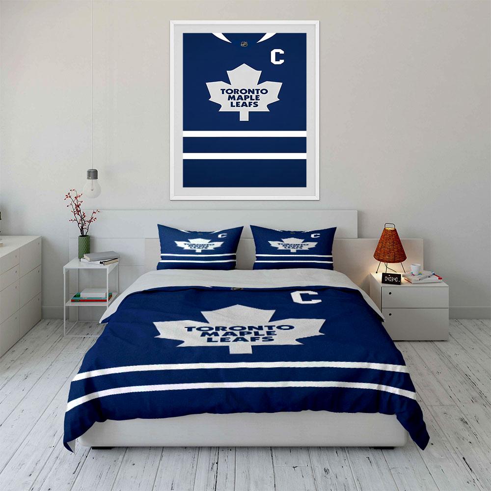 "Toronto Maple Leafs Hockey Bedding" Print Bedding Set Duvet Cover Pillowcases (1* Duvet Cover 2* Pillowcases Do Not Include Comforter)
