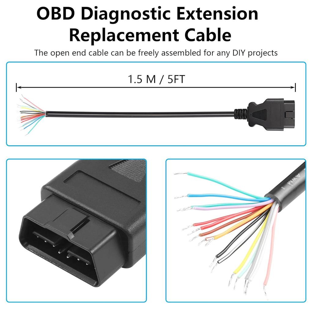 16PIN Male To Female OBD2 OBD II Car Extension Cable 3/2/1.5/0.3 Meters For Auto ELM327 Connector Interface Adapter