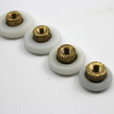 Diametro:Ruote sospese per porta scorrevole in vetro doccia da 18 mm Nucleo in rame puleggia per porta scorrevole da bagno cuscinetto ruota in nylon