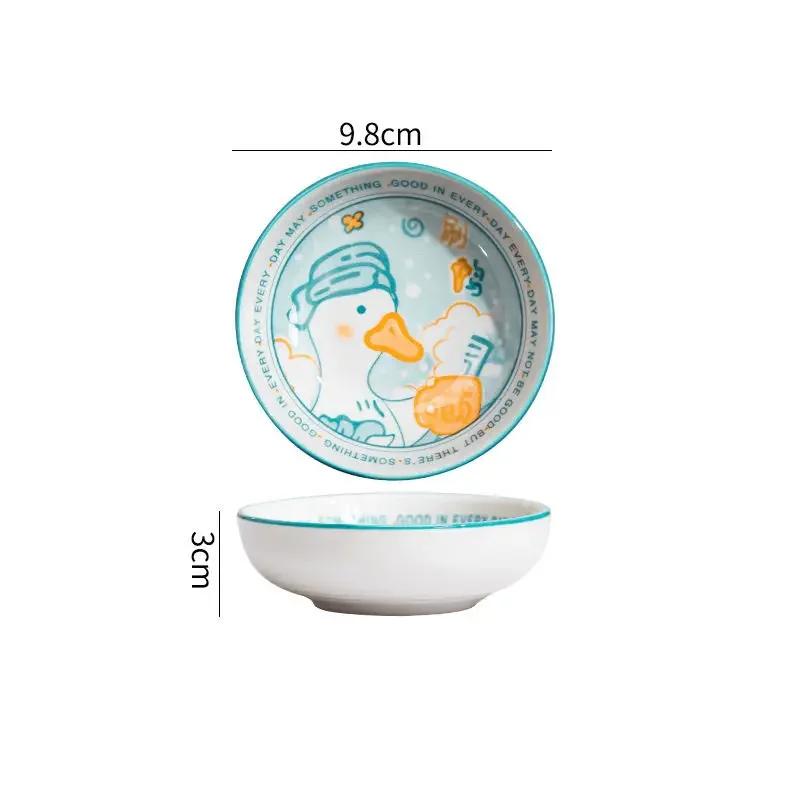 3.5 Inch Japanese Style Ceramic Dessert Sauce Dish Tableware Creative Cute Cartoon Pet Pattern Circular Shape Fruit Sushi Plates