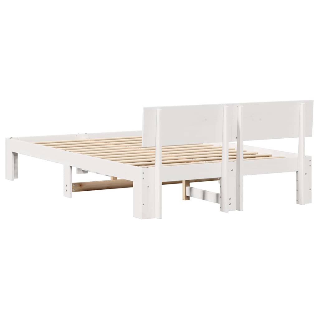 Bed Frame with Headboard White 120 x 190 cm Solid Pine Wood