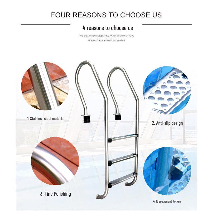 Jun Ding Ying 304 Stainless Steel 4-Step Swimming Pool Ladder