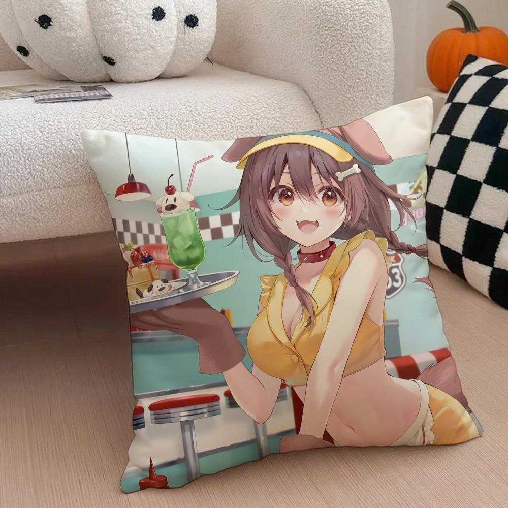 Playful Cute Japanese VTuber IINUGAMI KORONE Cushion Cover Throw Pillow Cover Hidden Button Durable Polyester Chair Cushion