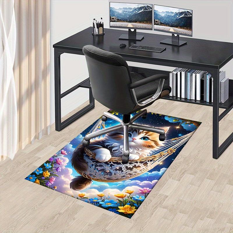 Office Carpet Soft & Comfortable Sofa Rug for Under Chairs, Protection Mat with Cute Kitten
