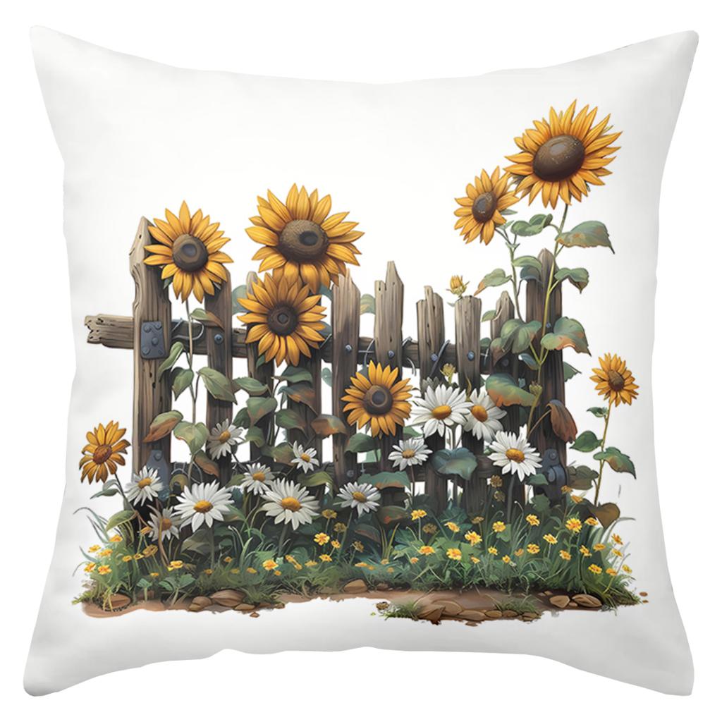 Floral Fence Pattern Decorative Throw Pillow Cushions Polyester Pillowcase, Sofa Decorative Cushion Cov Headboard Pillow