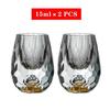 2 Pcs Crystal Shot Glasses Diamond Cutting 24K Gold Foil Small Wine Cup Luxury Spirits Liquor Glass Vodka Cup Baijiu Soju Cup