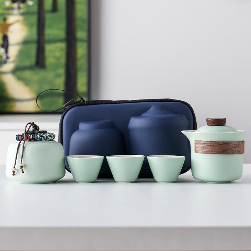 Light Luxury Hand-painted One Pot Three Cups High-end Travel Tea Set Portable Set Teapot Teacup Business Commemorative Gift
