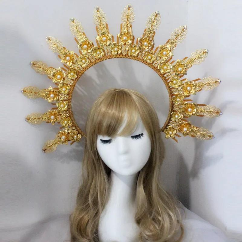 Diadema KC Halo Lolita Gotica Fatto a Mano Fascia Corona Dea del Sole Retrò Accessori per Capelli